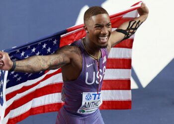 Jordan Anthony beats Kishane Thompson to win men’s 60m gold in Toruń